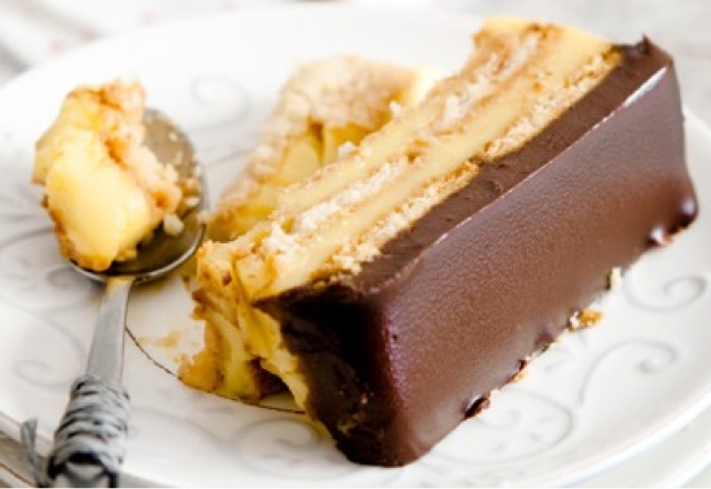TARTA DE GALLETAS, FLAN Y CHOCOLATE TARTA DE GALLETAS, FLAN Y CHOCOLATE